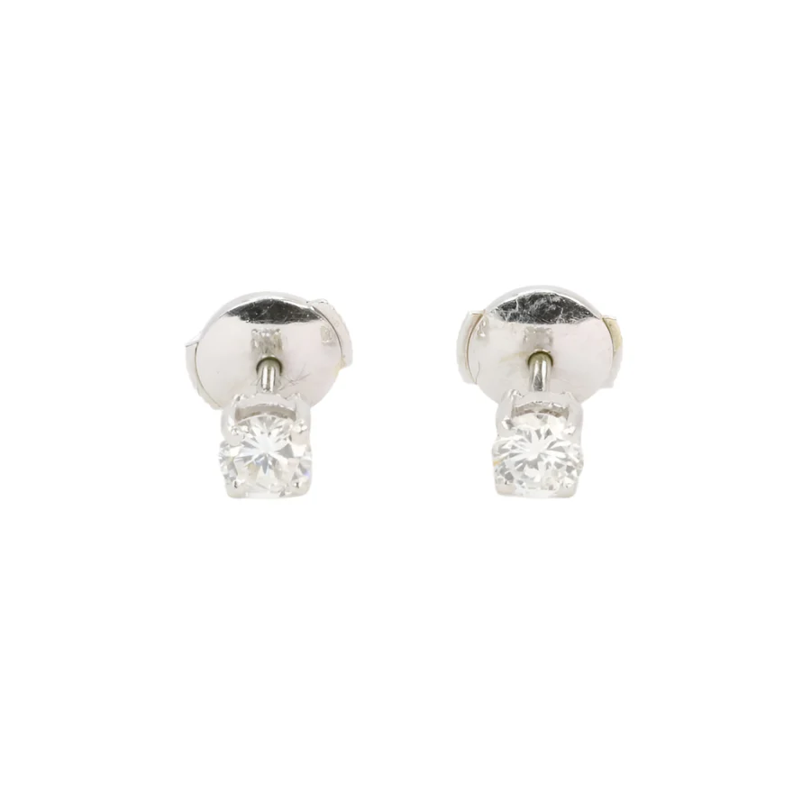 Puces d'oreilles or blanc diamants ronds 0.7 carat - Image 3