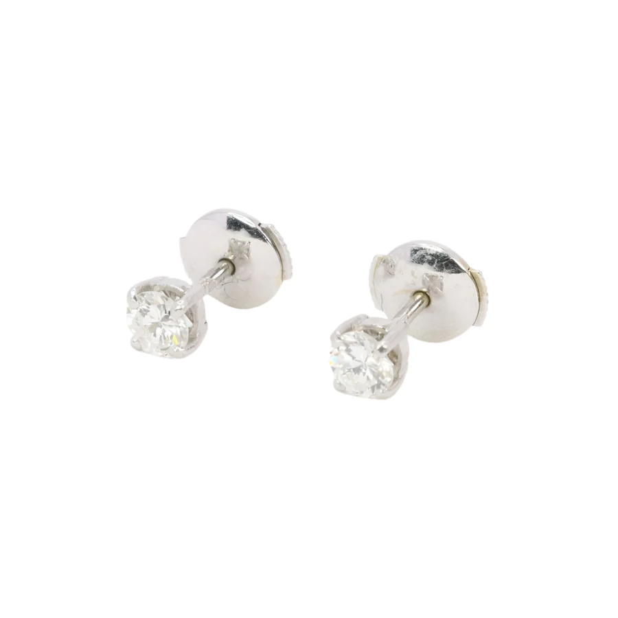 Puces d'oreilles or blanc diamants ronds 0.7 carat - Image 4
