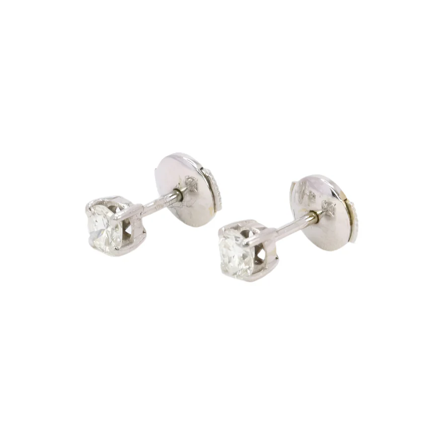 Puces d'oreilles or blanc diamants ronds 0.7 carat - Image 5