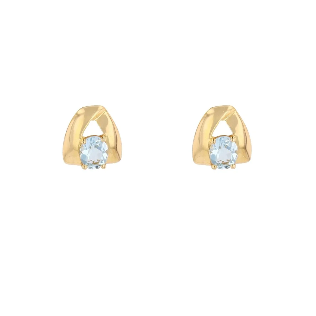 Boucles d'oreilles Clous en or jaune et aigue-marine