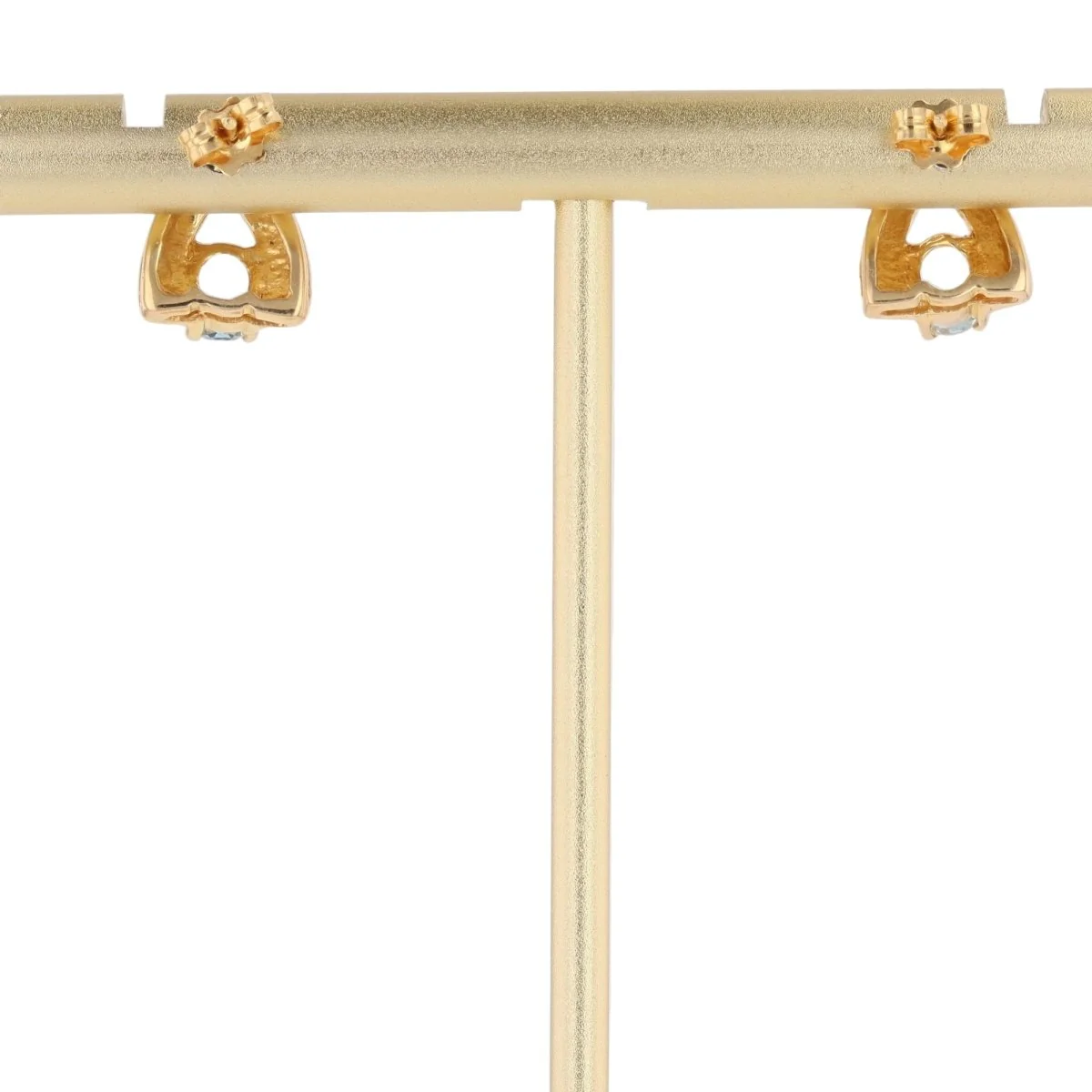 Boucles d'oreilles Clous en or jaune et aigue-marine - Image 4
