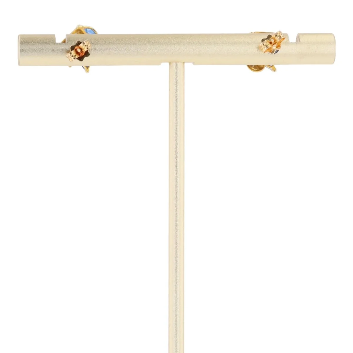 Boucles d'oreilles Puces en or jaune, or blanc, saphirs et diamants - Image 4