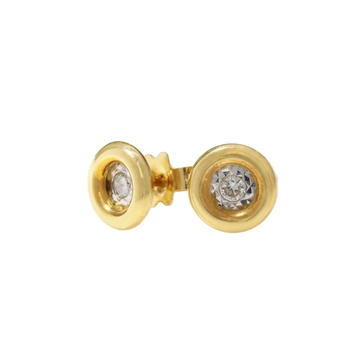 Boucles d'oreilles Puces en or jaune et diamants - Image 3