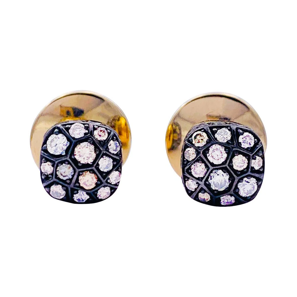 Puces Pomellato, "Nudo", deux ors, diamants bruns.