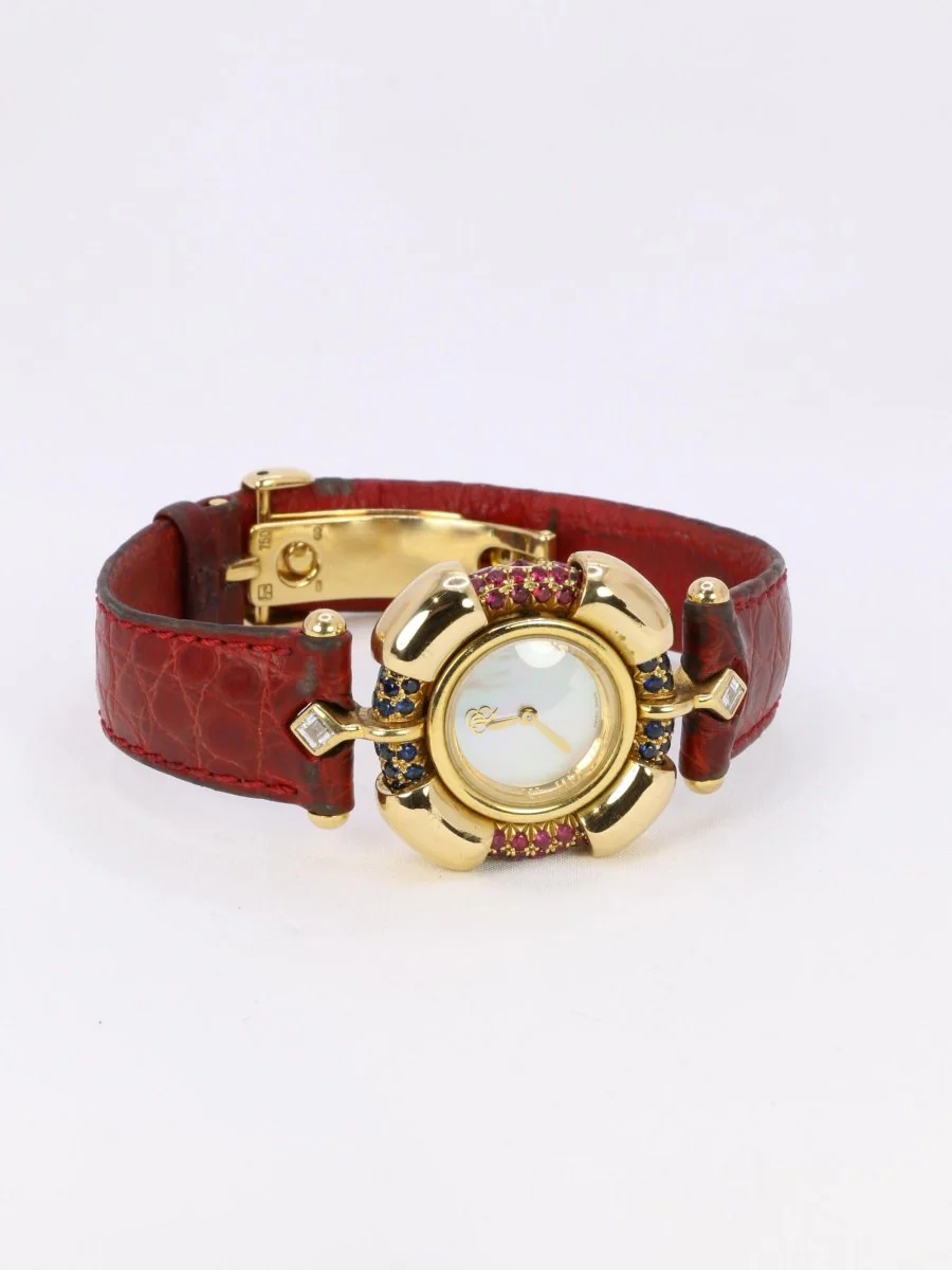 RENE BOIVIN Montre Chrysalide or jaune rubis saphirs diamants - Image 10