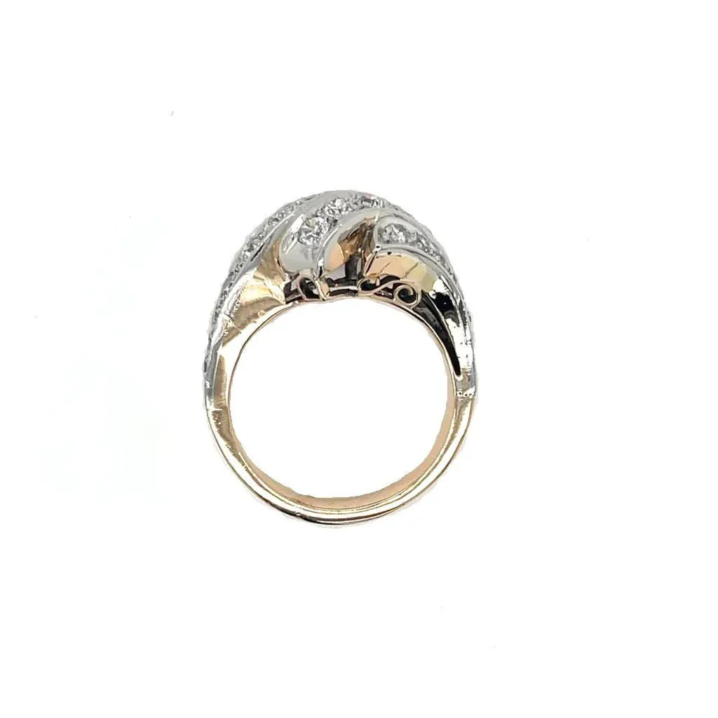 Retro 1,50 Carat Diamond Cocktail Gold Ring - Image 4