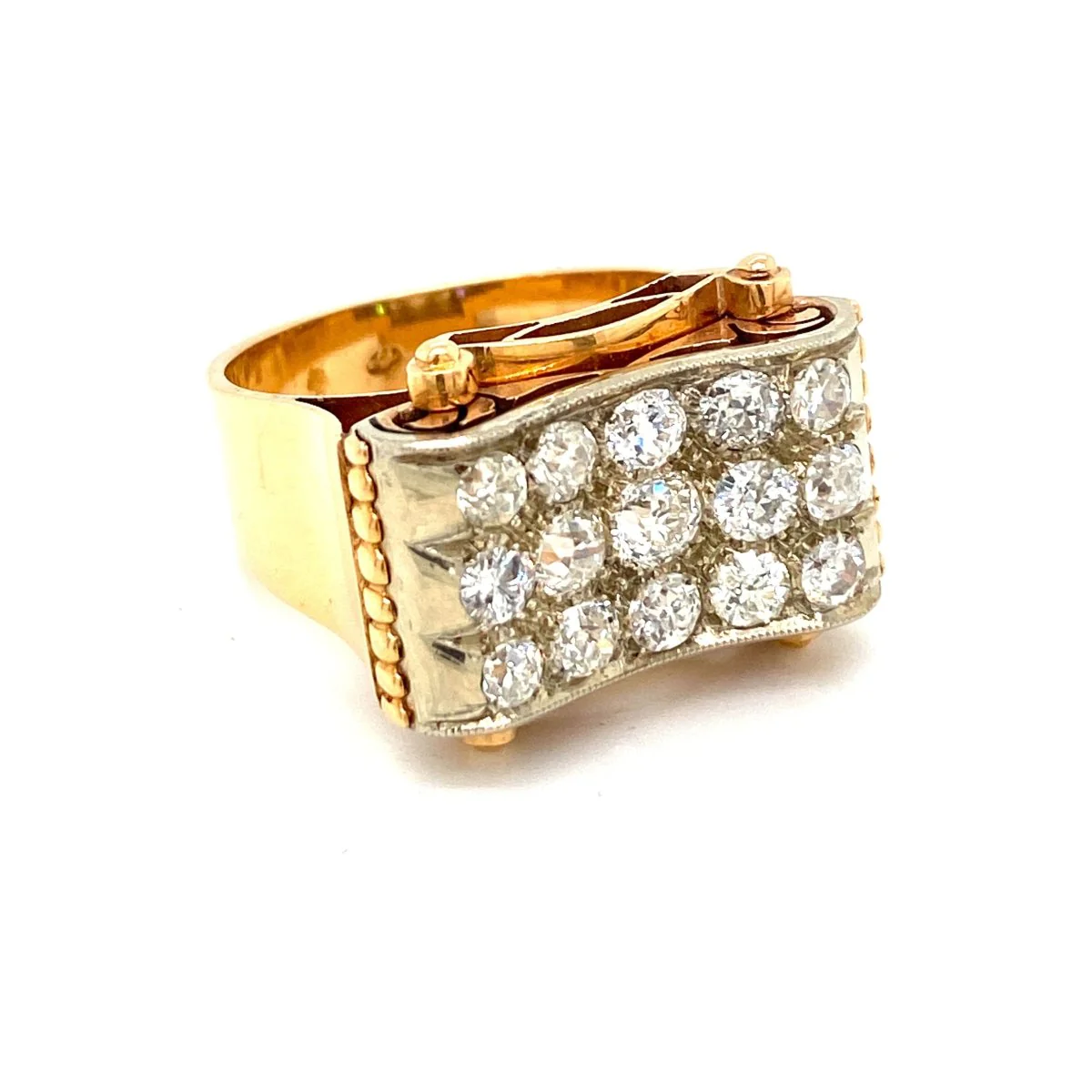 Retro 3,30 Carat Diamond Gold Cocktail Ring - Image 2