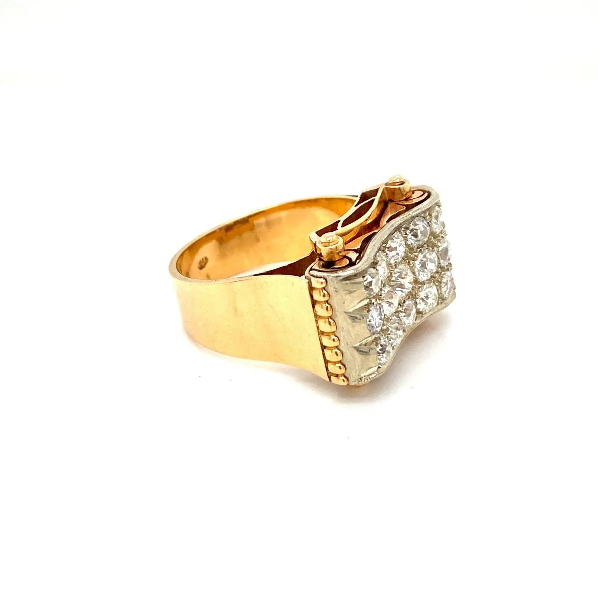 Retro 3,30 Carat Diamond Gold Cocktail Ring - Image 3