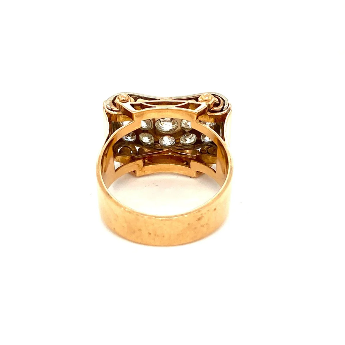 Retro 3,30 Carat Diamond Gold Cocktail Ring - Image 5