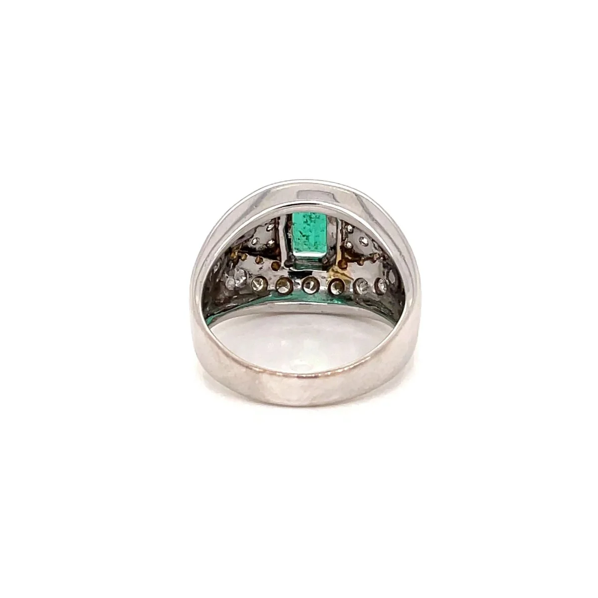 Bague de cocktail rétro en émeraude colombienne et diamant - Image 5