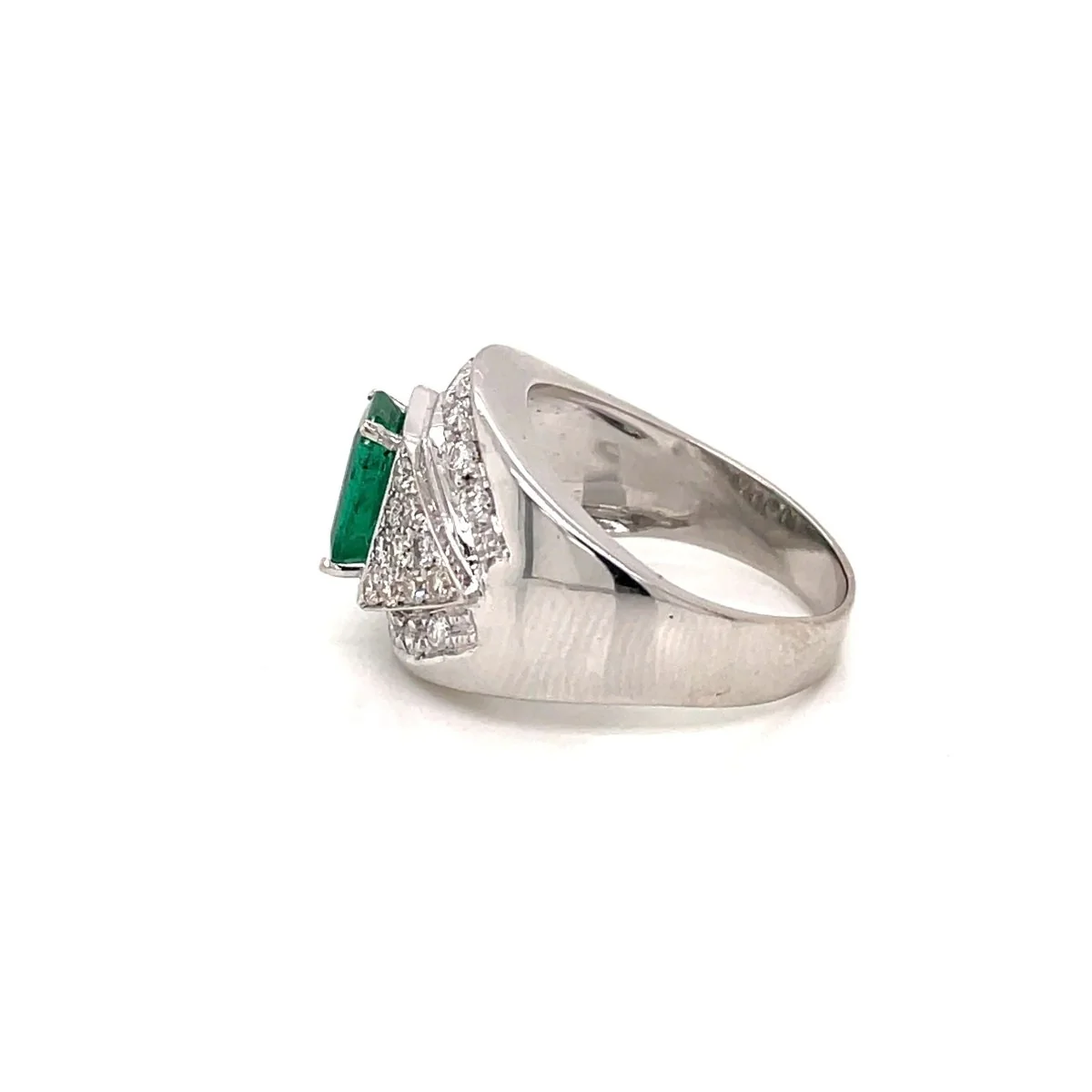 Bague de cocktail rétro en émeraude colombienne et diamant - Image 6