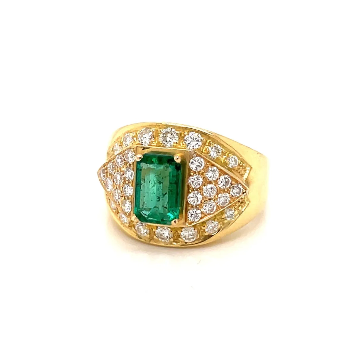 Retro Colombian Emerald Diamond Cocktail Ring - Image 10