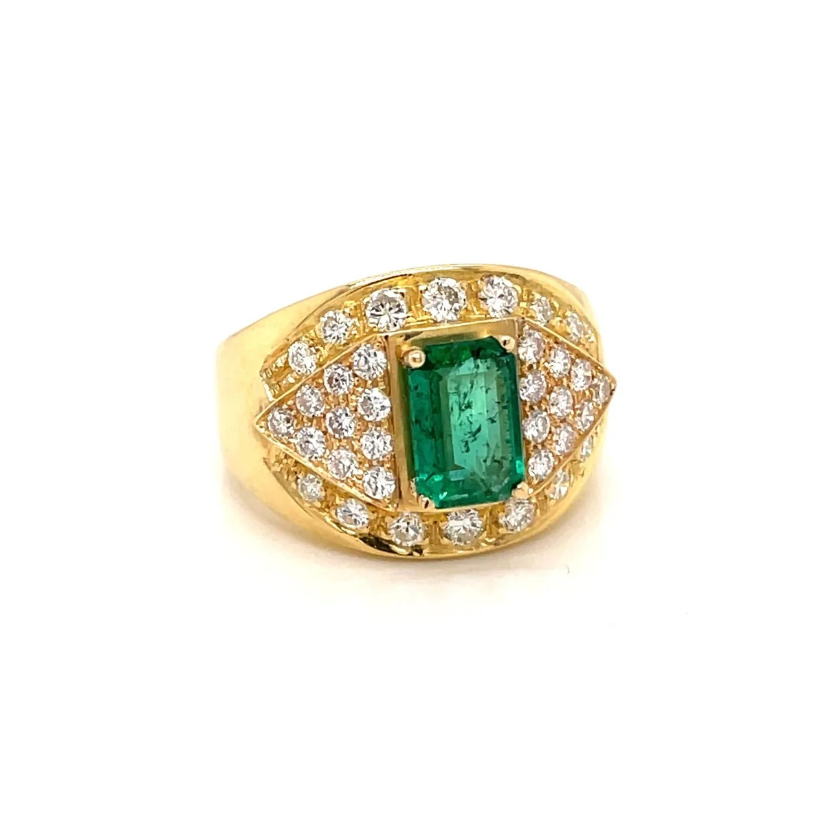 Retro Colombian Emerald Diamond Cocktail Ring - Image 2