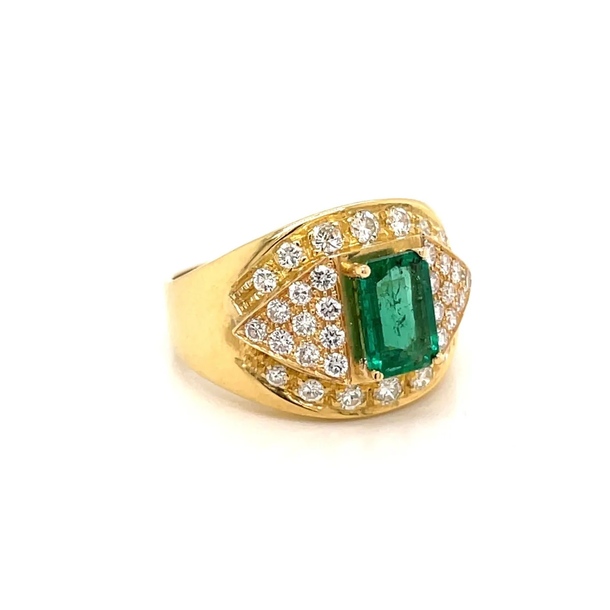 Retro Colombian Emerald Diamond Cocktail Ring - Image 3