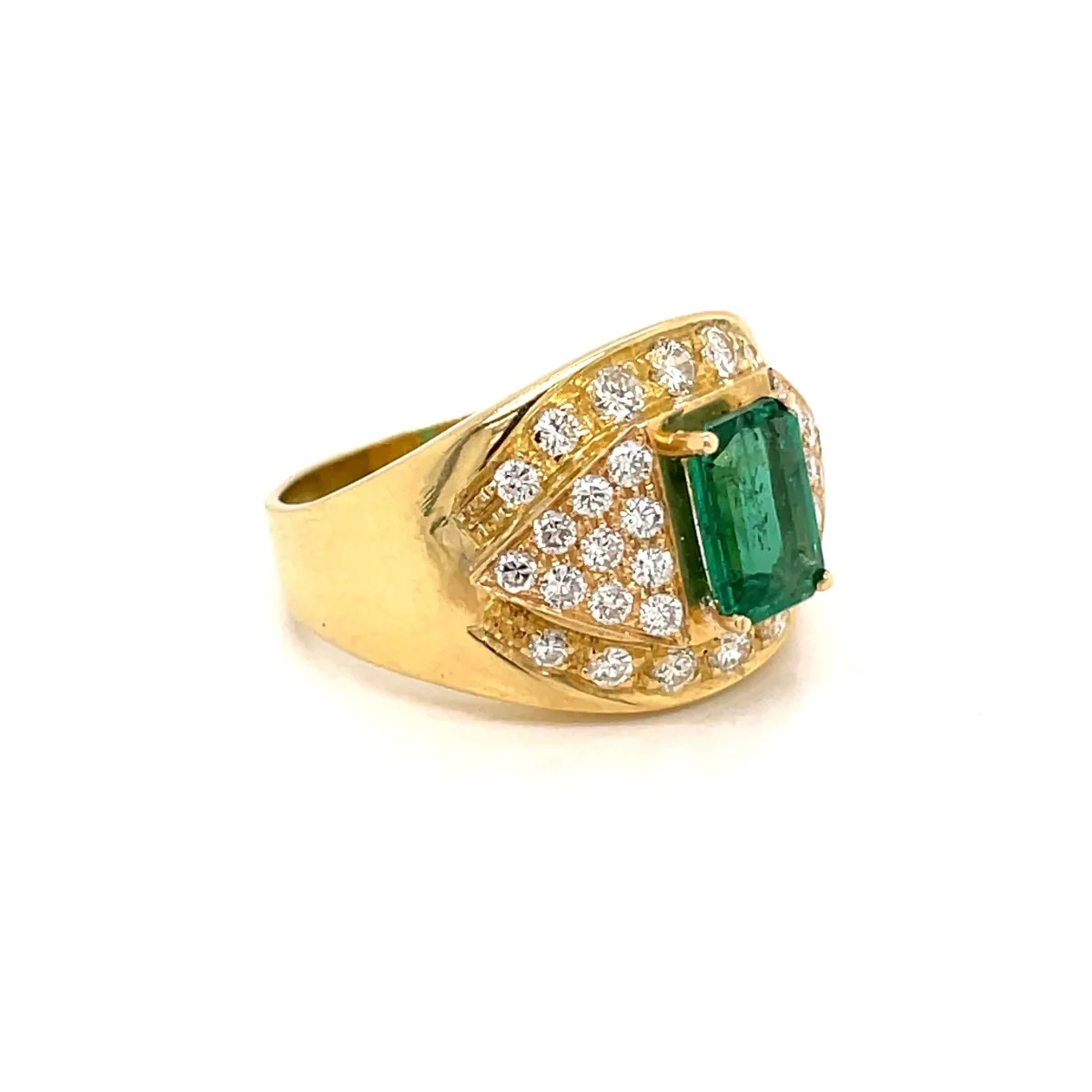 Retro Colombian Emerald Diamond Cocktail Ring - Image 4