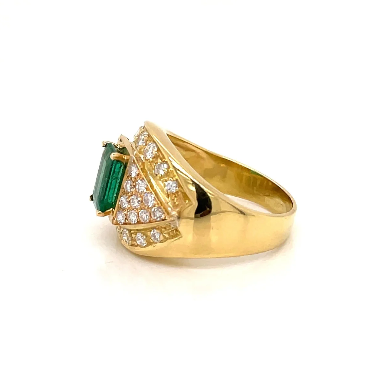 Retro Colombian Emerald Diamond Cocktail Ring - Image 8