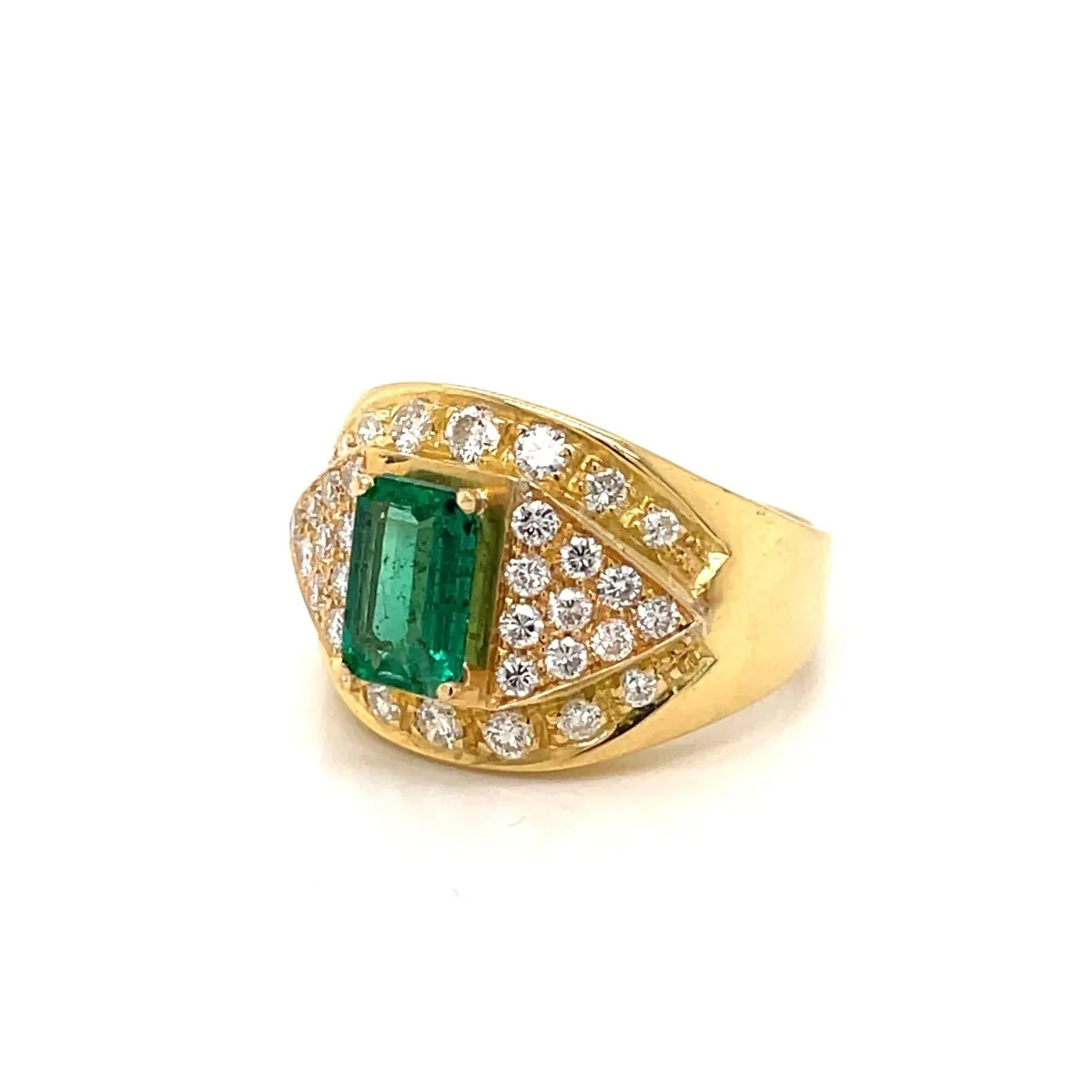 Retro Colombian Emerald Diamond Cocktail Ring - Image 9