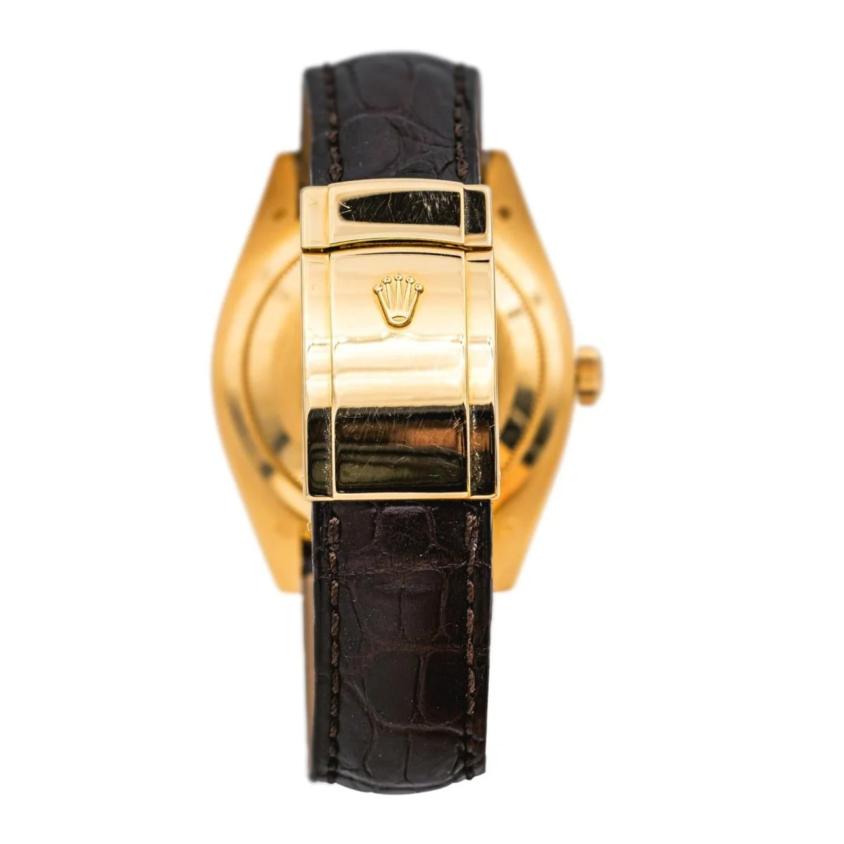 Montre ROLEX "Sky-Dweller" en or jaune, argent, cuir et saphir - Image 4