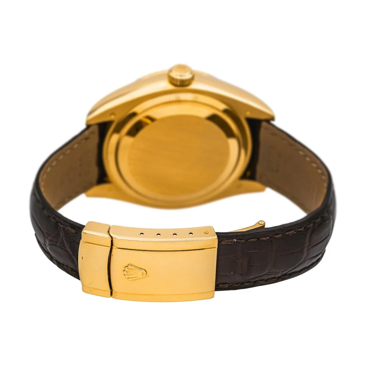 Montre ROLEX "Sky-Dweller" en or jaune, argent, cuir et saphir - Image 6