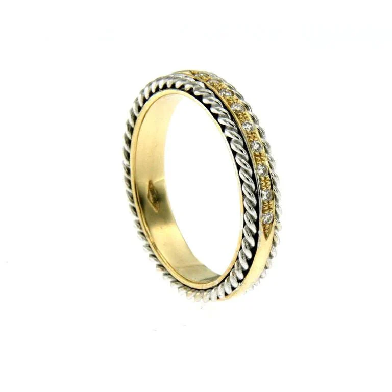 Rope Design Diamond Gold Band Ring - Image 2