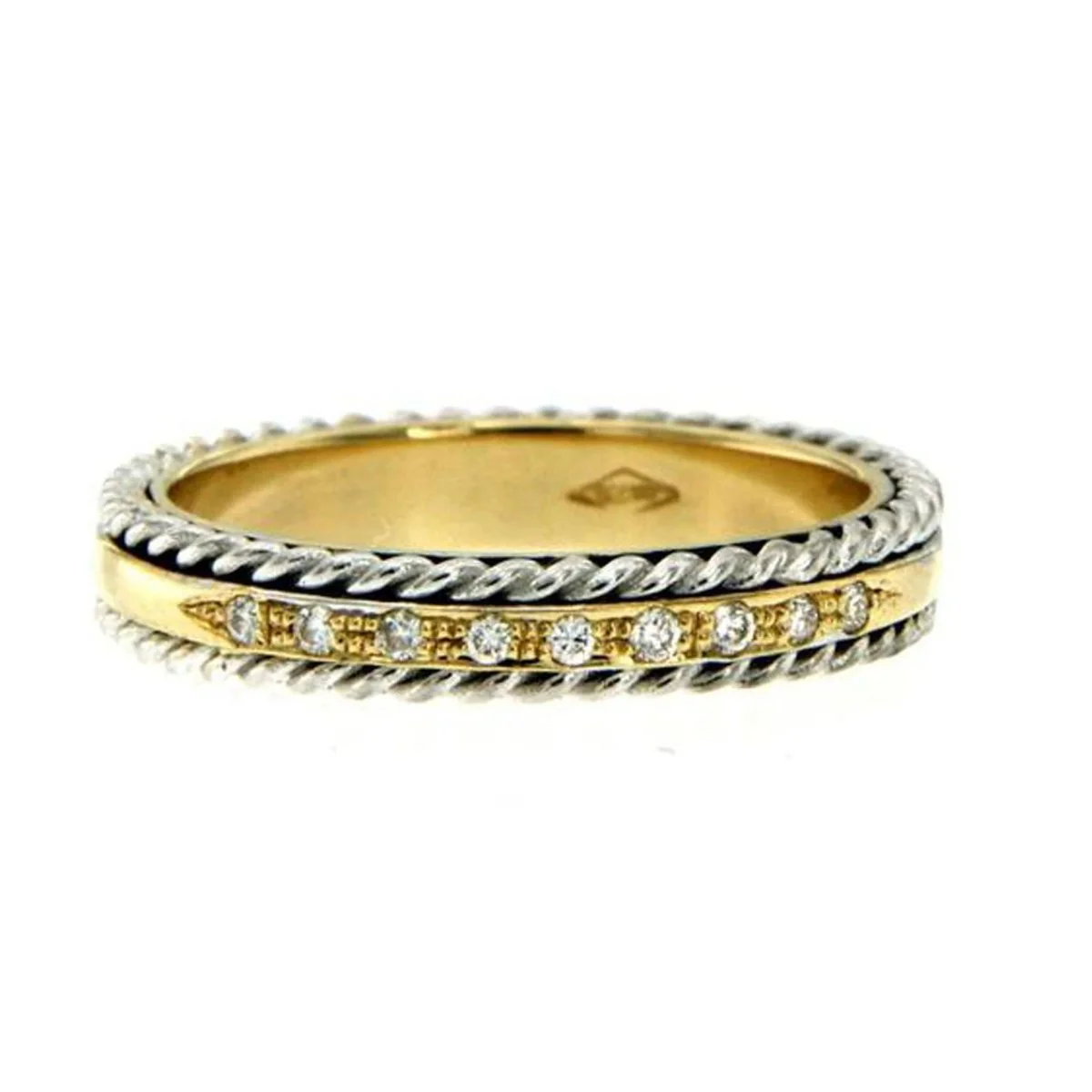 Rope Design Diamond Gold Band Ring - Image 3