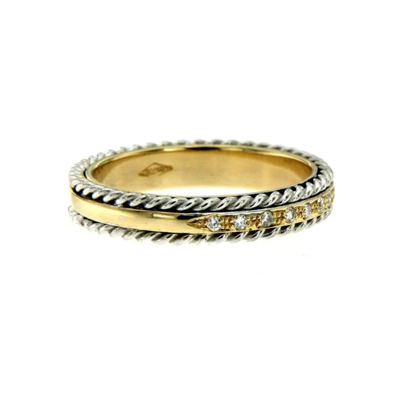 Rope Design Diamond Gold Band Ring - Image 4