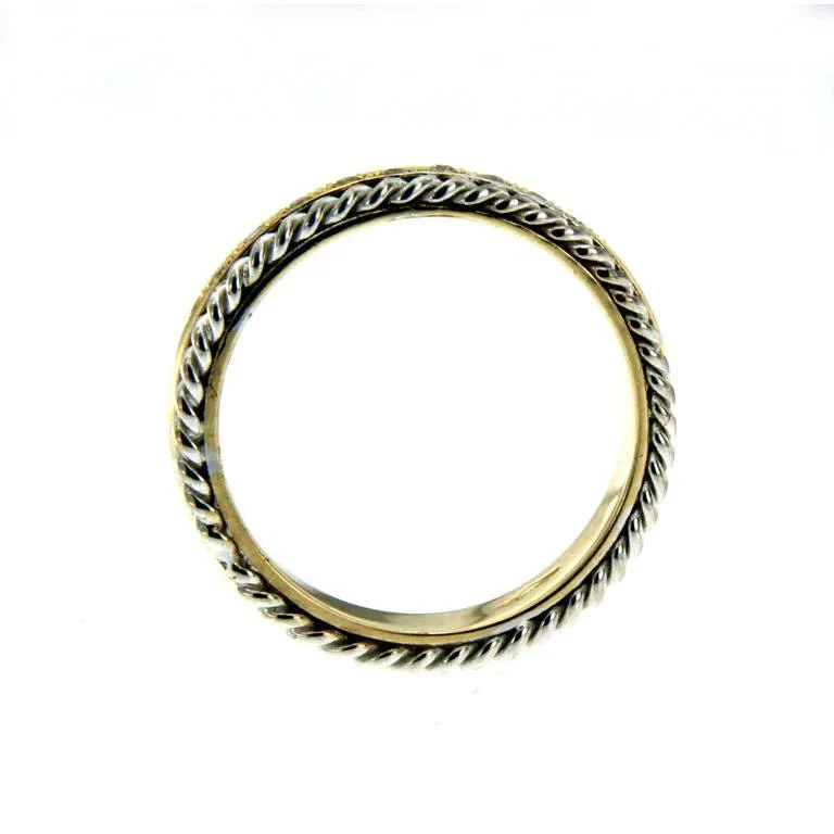Rope Design Diamond Gold Band Ring - Image 6