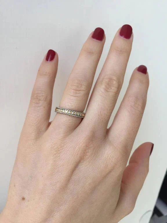 Rope Design Diamond Gold Band Ring - Image 7