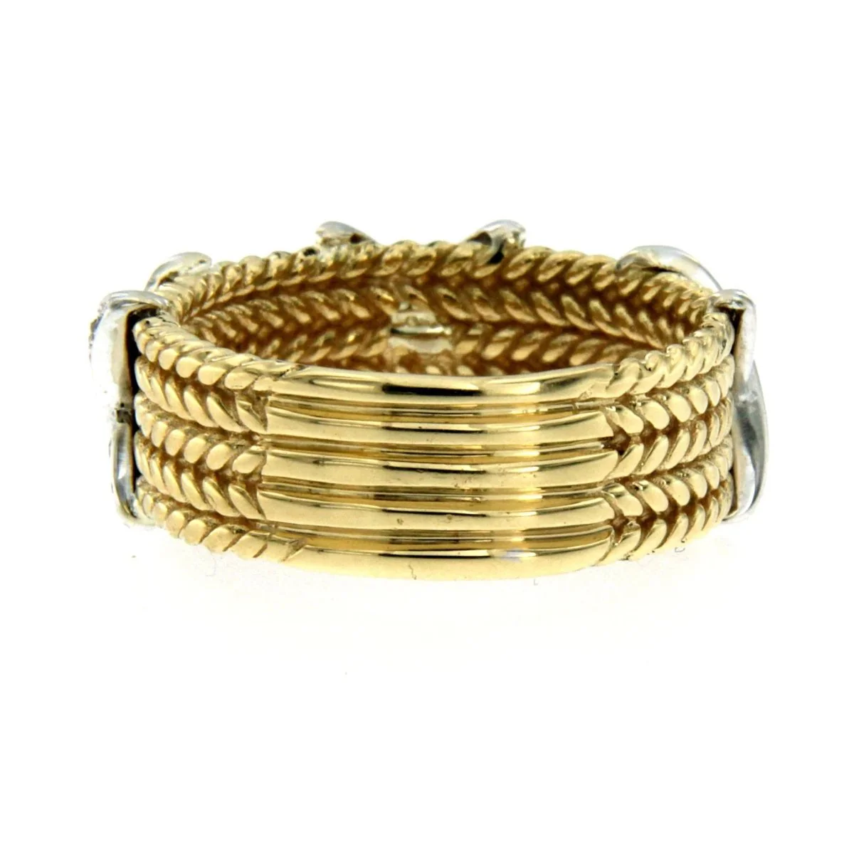 Rope Design Diamond Gold Band Ring - Image 4