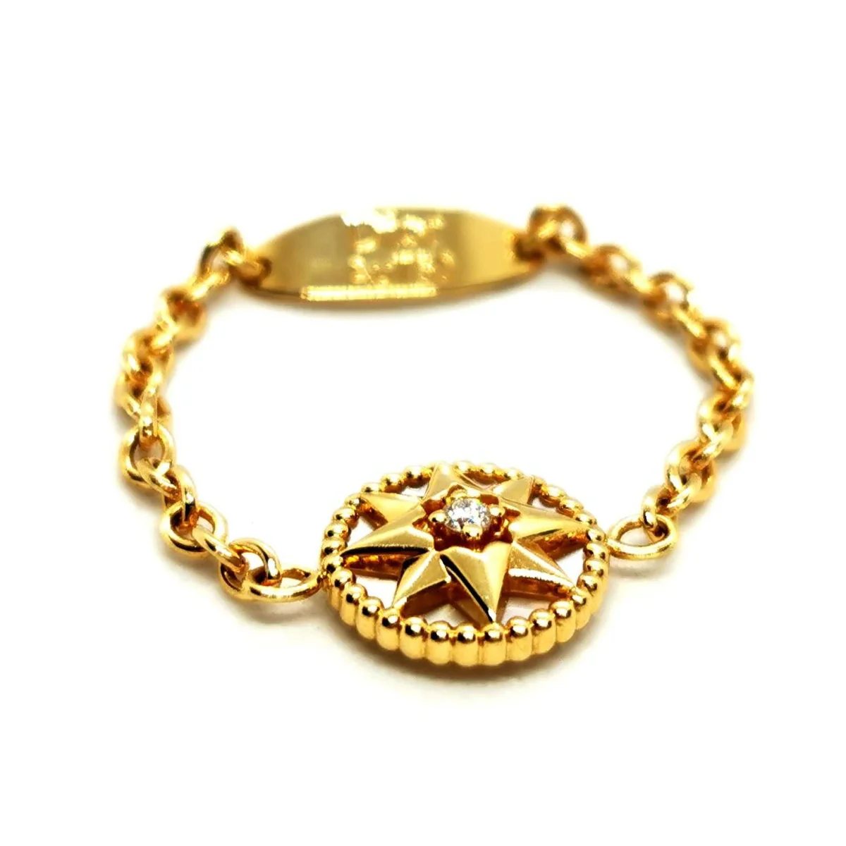 Rose des vents Bague Chaîne Or jaune Diamant
