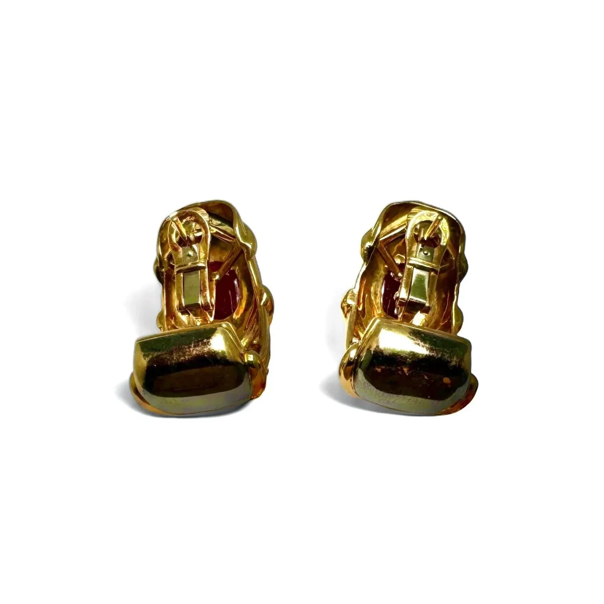Boucles d’oreille vintage en or noirci et jaune ornée de rubis et diamants. - Image 3