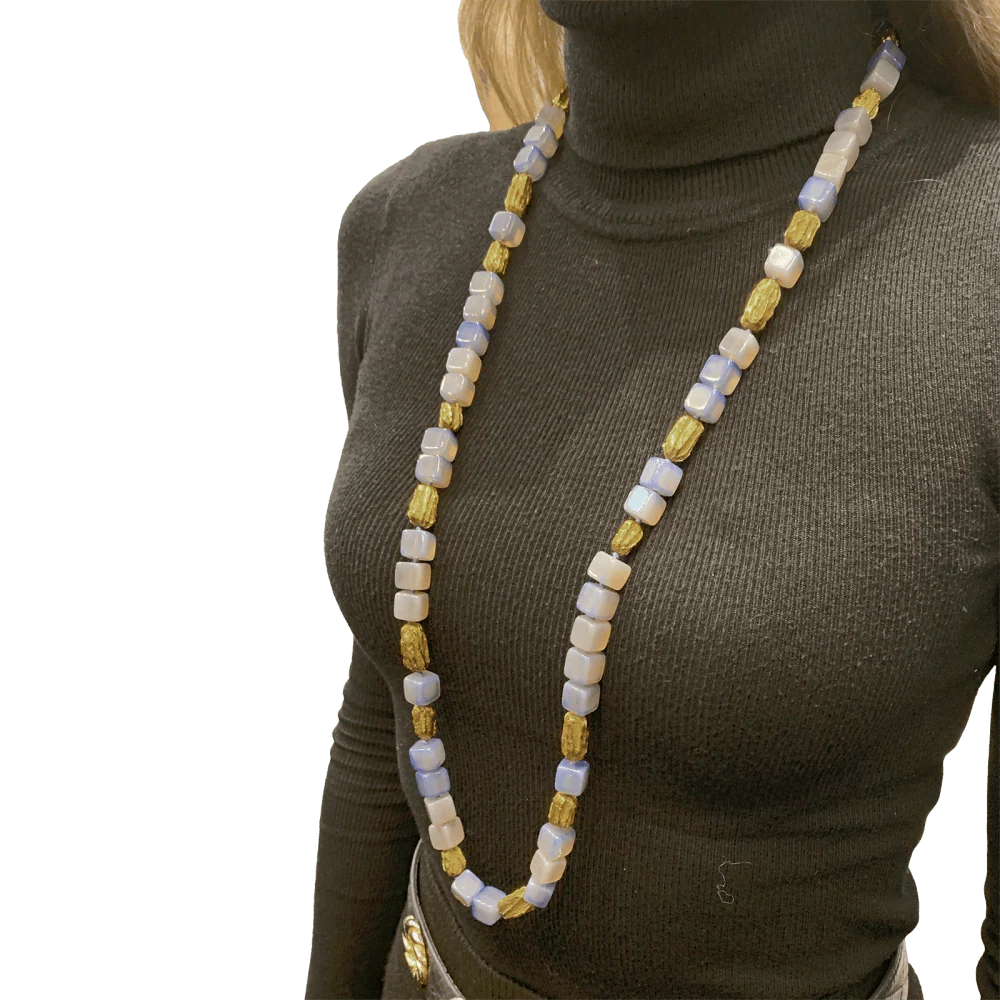 Collier Sautoir en or jaune et calcédoine - Image 2