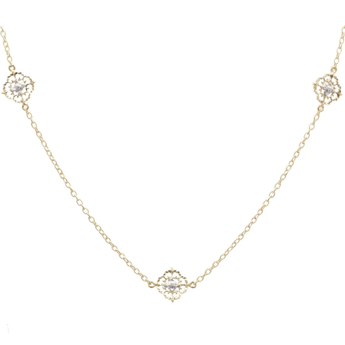 Collier Sautoir en or jaune, or blanc et diamants