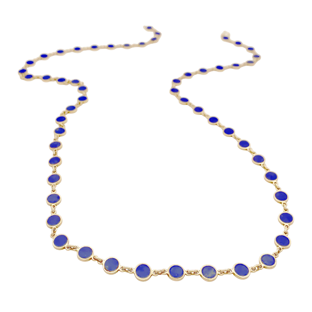 Collier Sautoir en or jaune et lapis-lazuli - Image 4