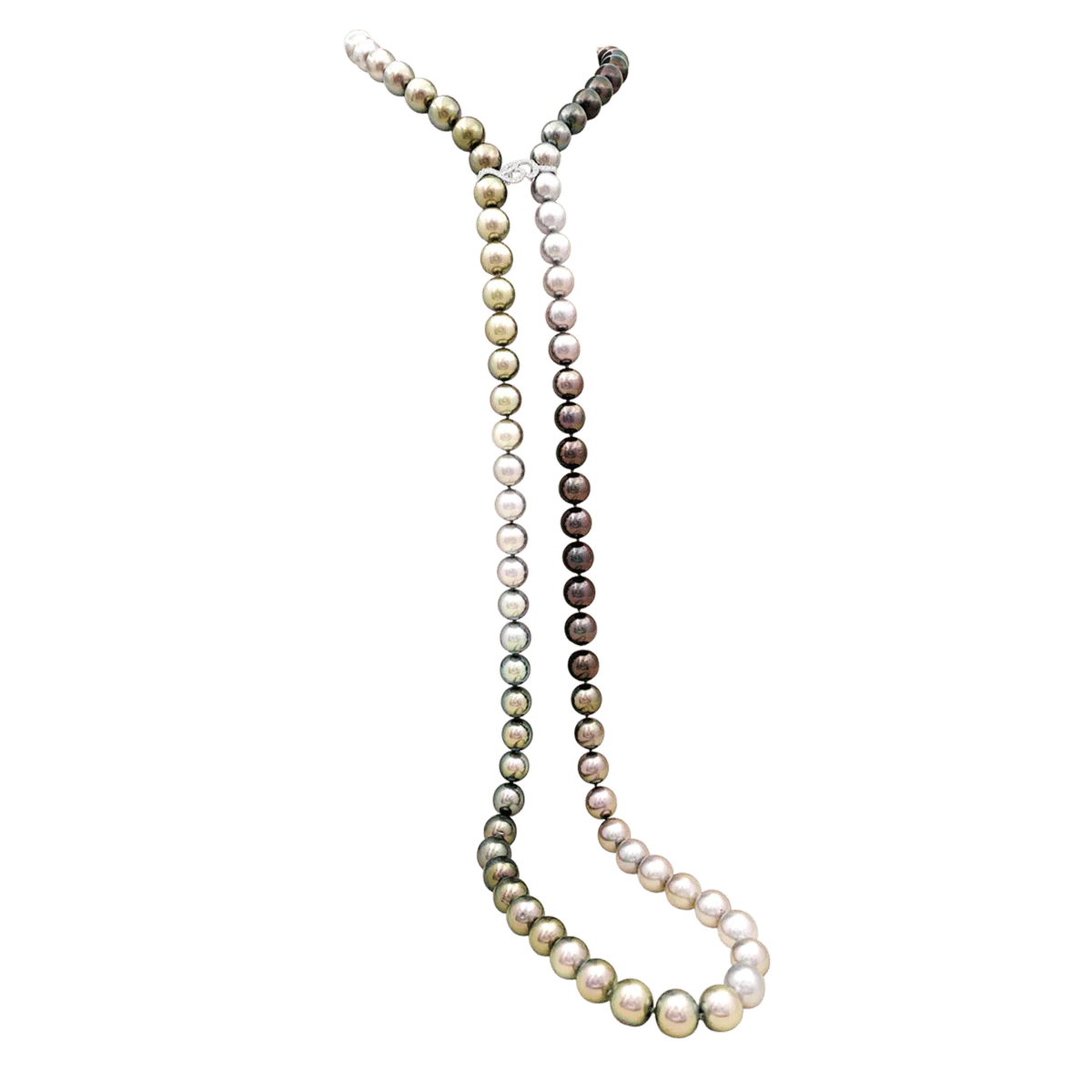 Collier Sautoir en or blanc, perles et diamants - Image 3