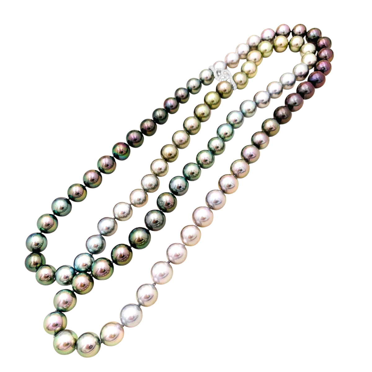 Collier Sautoir en or blanc, perles et diamants - Image 4