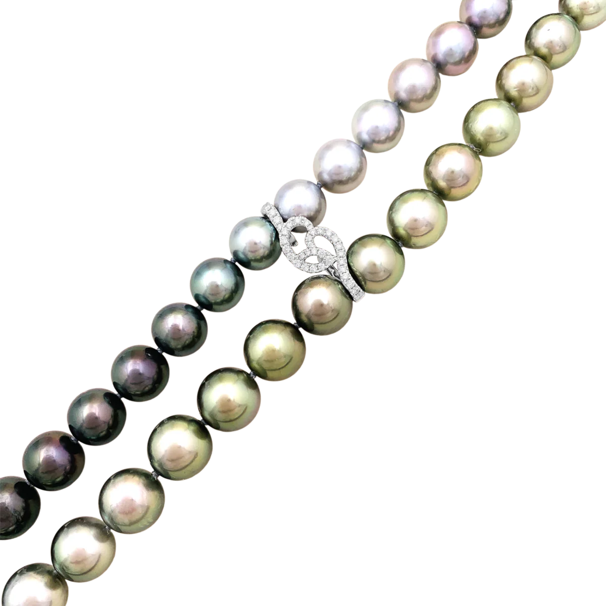 Collier Sautoir en or blanc, perles et diamants - Image 5