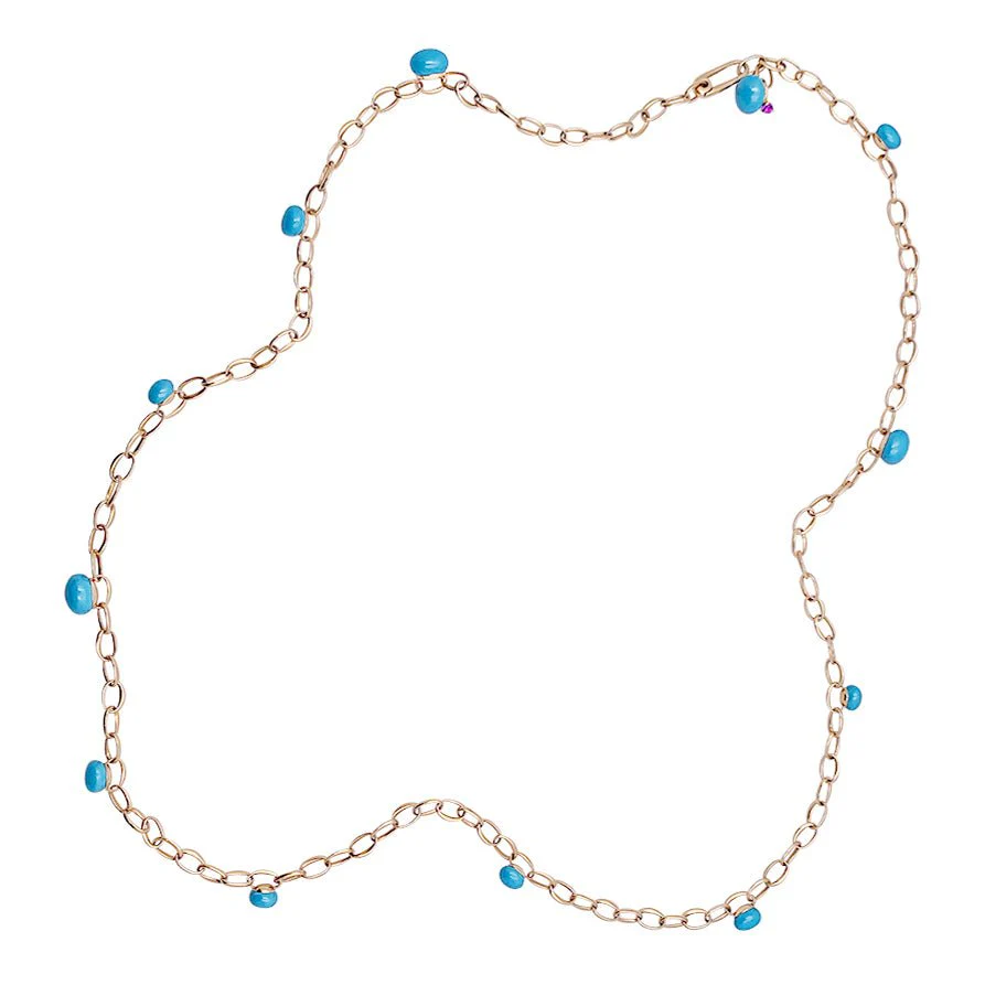 Sautoir Pomellato, "Capri", or rose, céramique turquoise. - Image 3