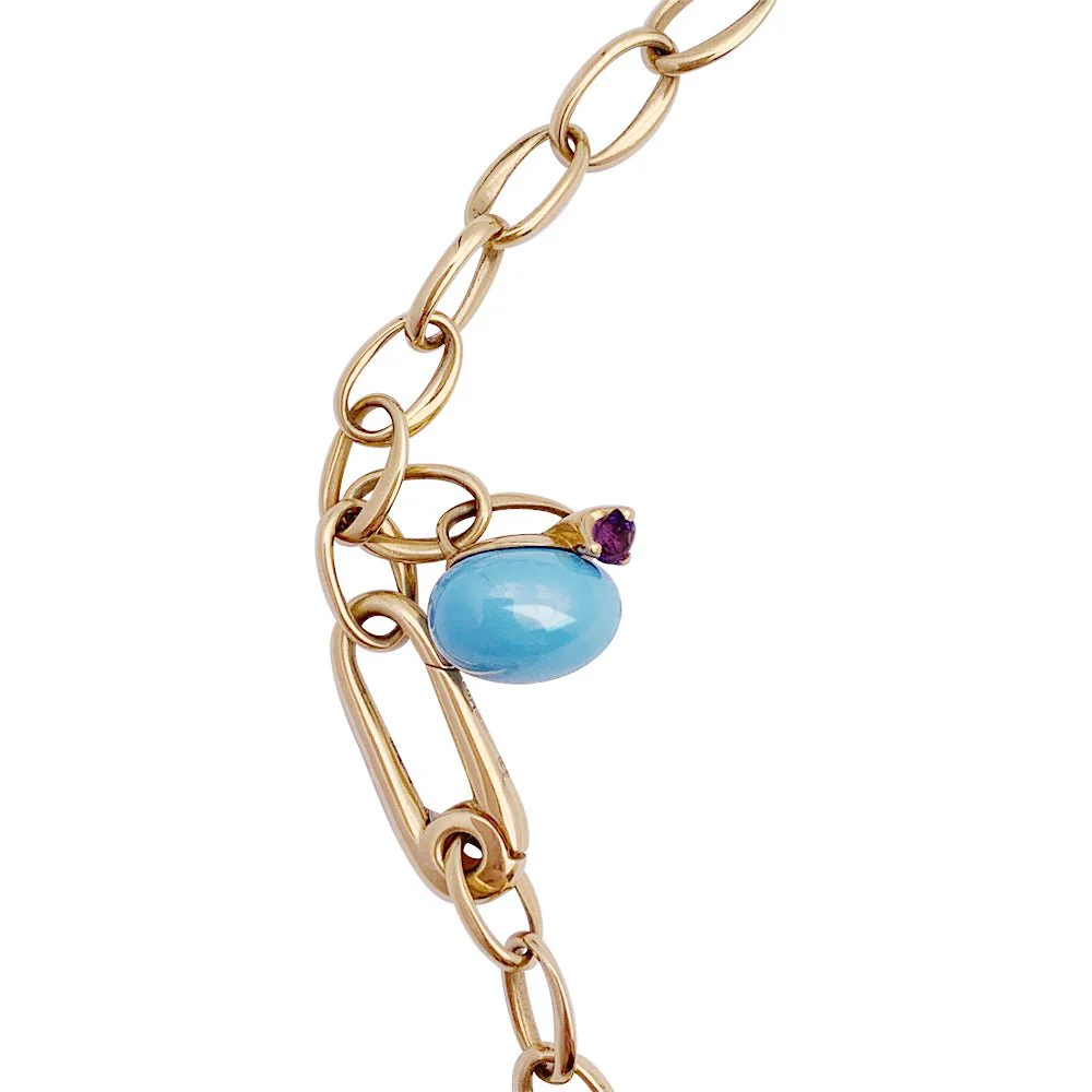 Sautoir Pomellato, "Capri", or rose, céramique turquoise. - Image 8