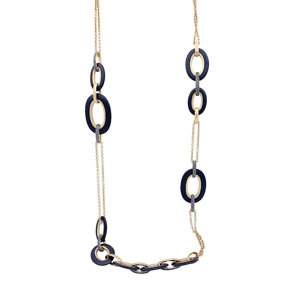 Sautoir POMELLATO "Victoria" en or rose, diamants noirs et jais - Image 3