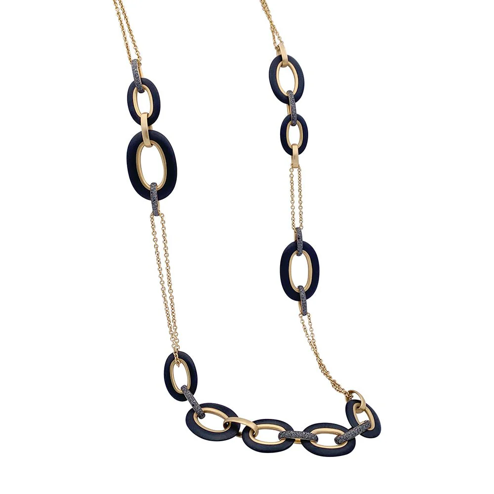 Sautoir POMELLATO "Victoria" en or rose, diamants noirs et jais - Image 5