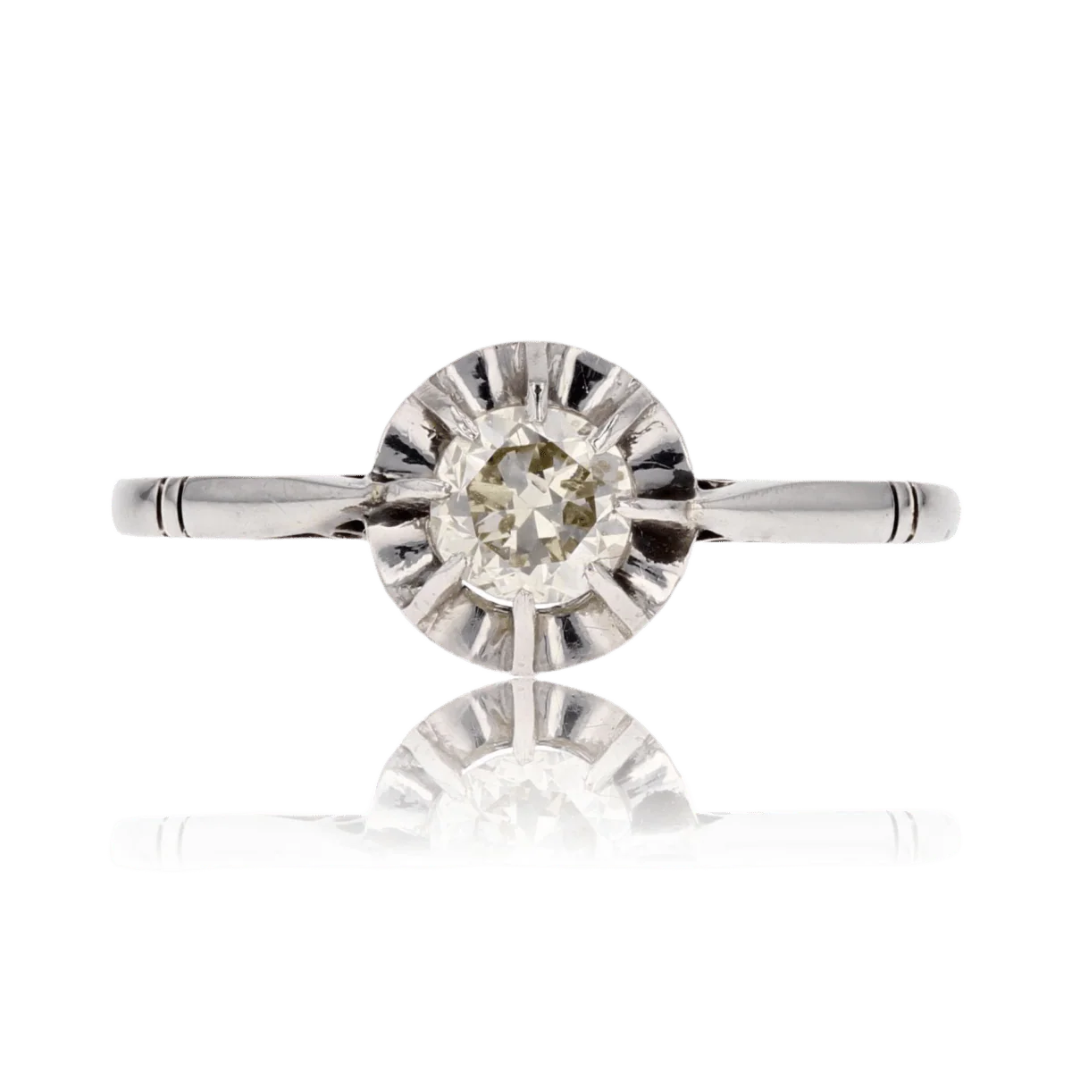 Bague Solitaire en or blanc, platine et diamant