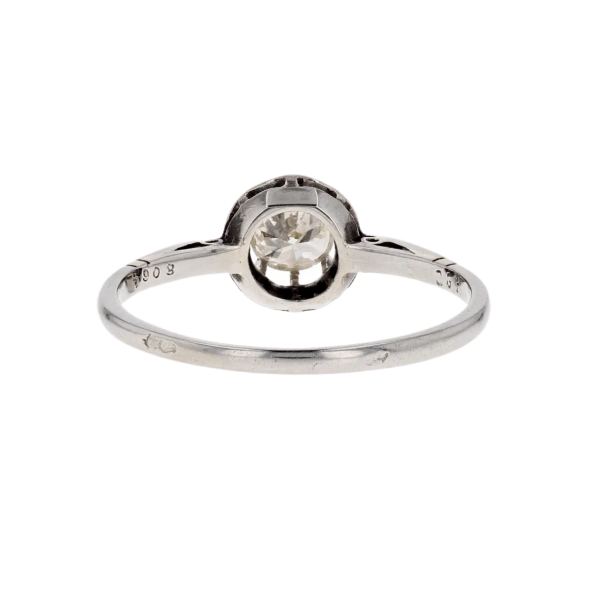 Bague Solitaire en or blanc, platine et diamant - Image 4
