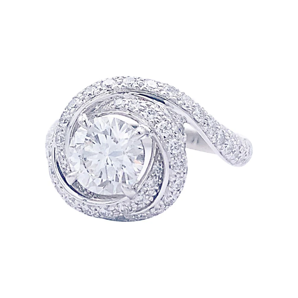 Solitaire Cartier, "Trinity Ruban", platine et diamants. - Image 5