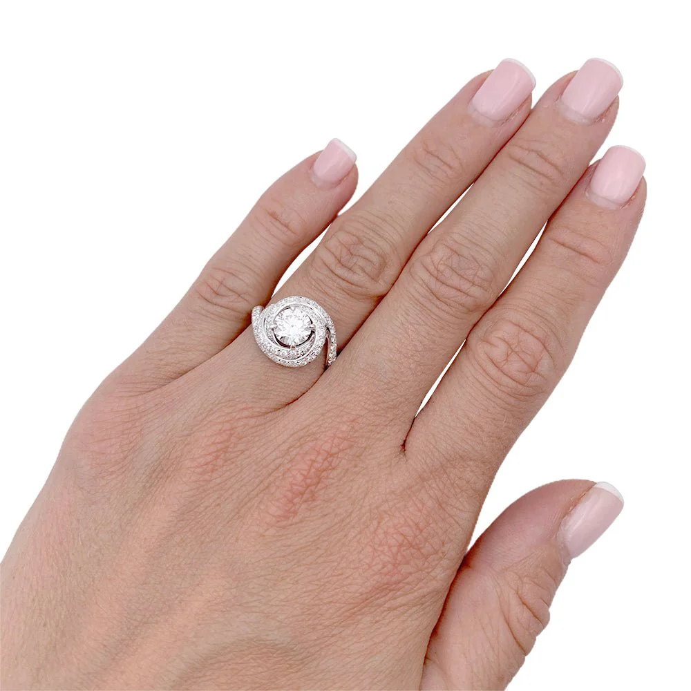 Solitaire Cartier, "Trinity Ruban", platine et diamants. - Image 6