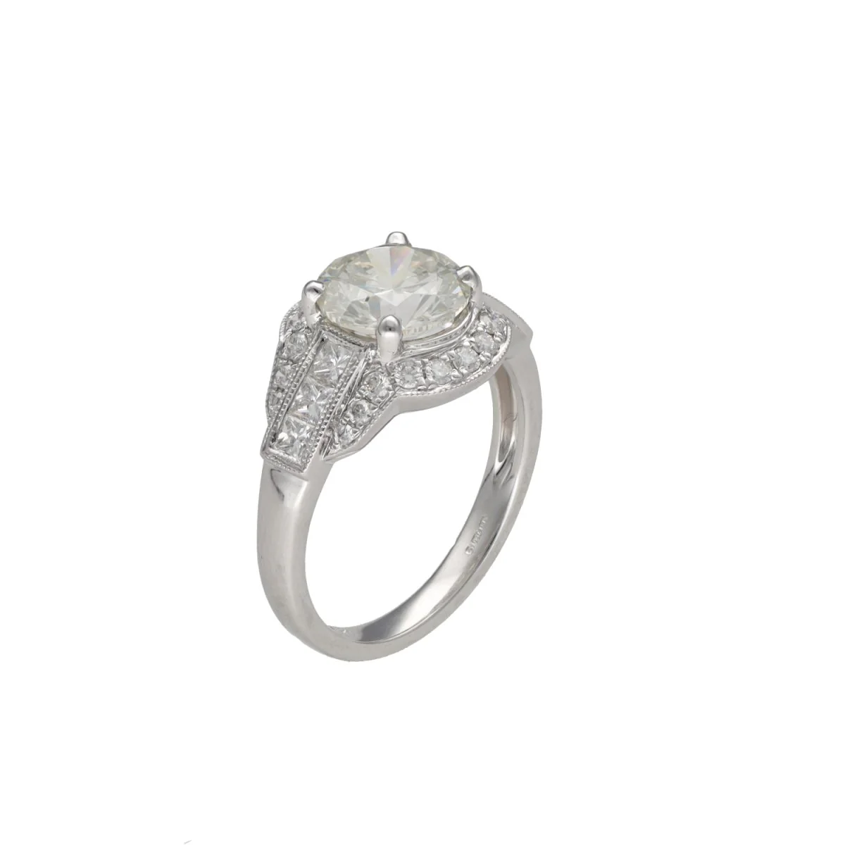 Bague solitaire en or gris et diamant - Image 2