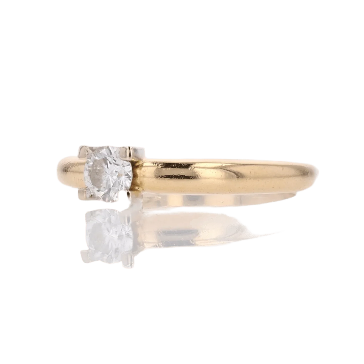 Bague Solitaire en or jaune et diamant - Image 3
