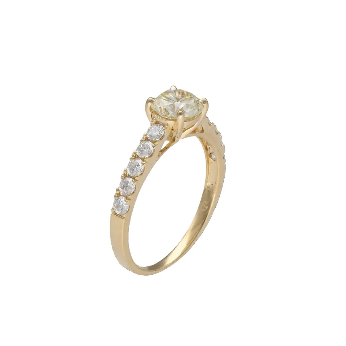 Bague Solitaire en or jaune et diamants - Image 2