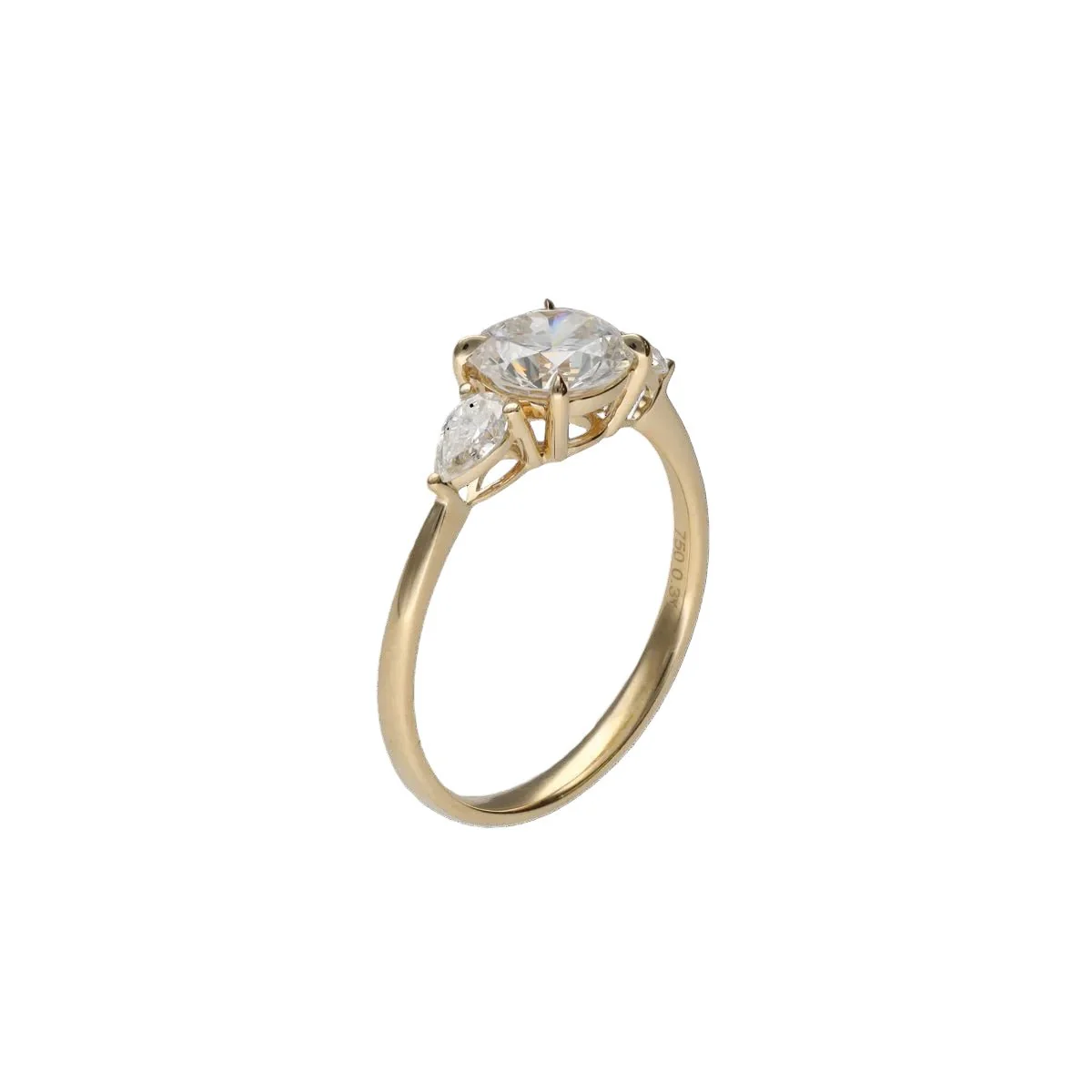 Bague Solitaire en or jaune et diamants - Image 2
