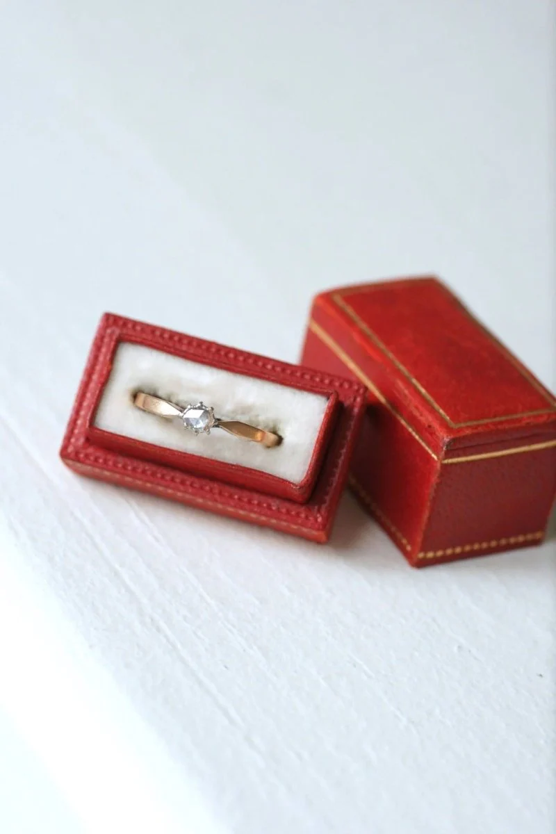 Solitaire diamant sur or rose et argent